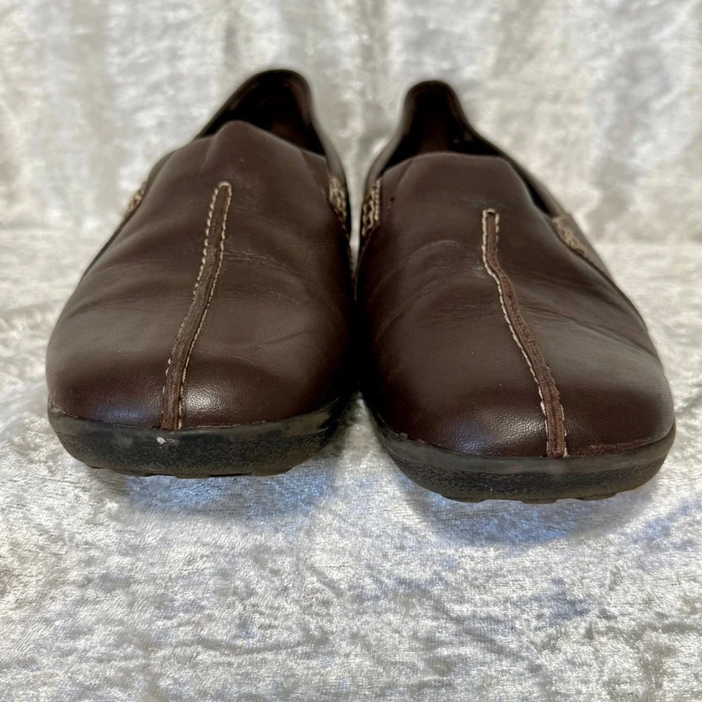 Aerology by Aerosoles Womens Dark Brown Leather Mule-Slip‎ On Loafer Shoes Sz-10